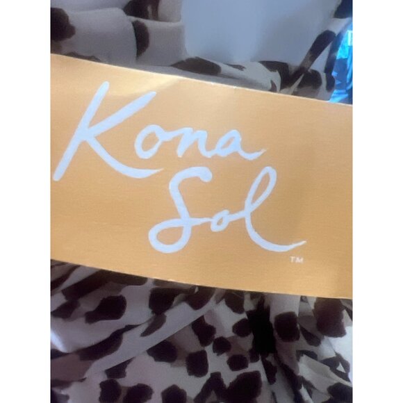 Kona Sol Womens Swimsuit One-Piece Leopard Print Crisscross Straps Brown M(8-10) - Picture 10 of 10